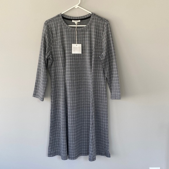 NEW NWT Beachlunchlounge Skye Printed Flared Dress In Check Large - Picture 8 of 8